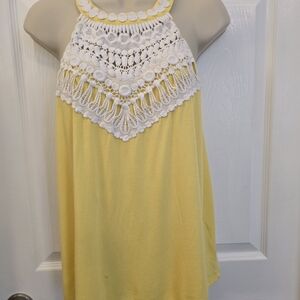 Lilly Pulitzer Yellow and White Crochet Tank Top